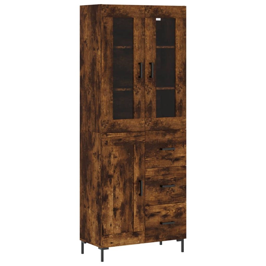 Hoge Kast 69,5X34X180 Cm Bewerkt Hout Gerookt Eikenkleurig