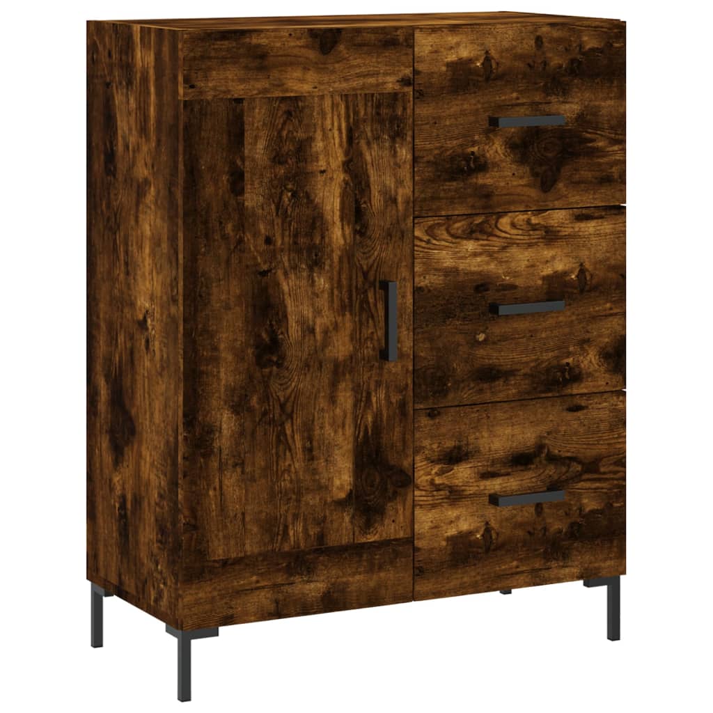 Hoge Kast 69,5X34X180 Cm Bewerkt Hout Gerookt Eikenkleurig