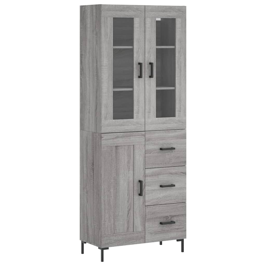 Hoge Kast 69,5X34X180 Cm Bewerkt Hout Eikenkleurig Grijs sonoma