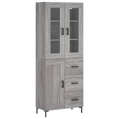 Hoge Kast 69,5X34X180 Cm Bewerkt Hout Eikenkleurig Grijs sonoma