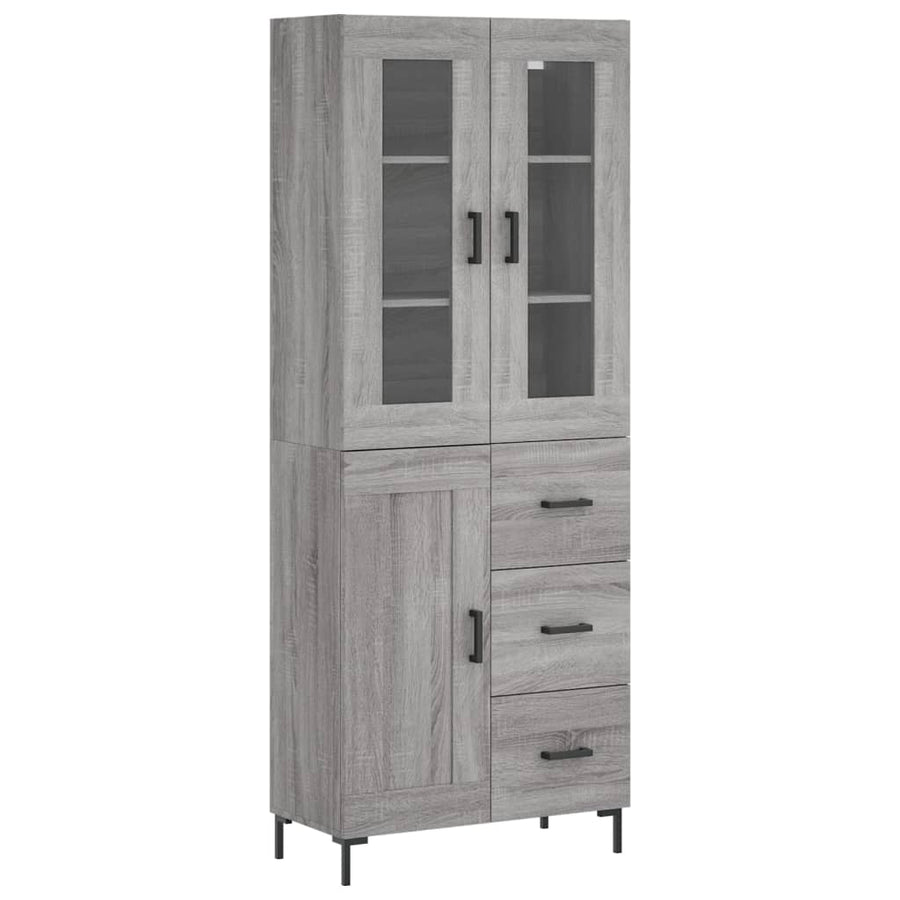 Hoge Kast 69,5X34X180 Cm Bewerkt Hout Eikenkleurig Grijs sonoma