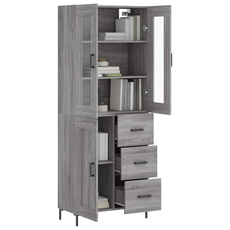 Hoge Kast 69,5X34X180 Cm Bewerkt Hout Eikenkleurig Grijs sonoma