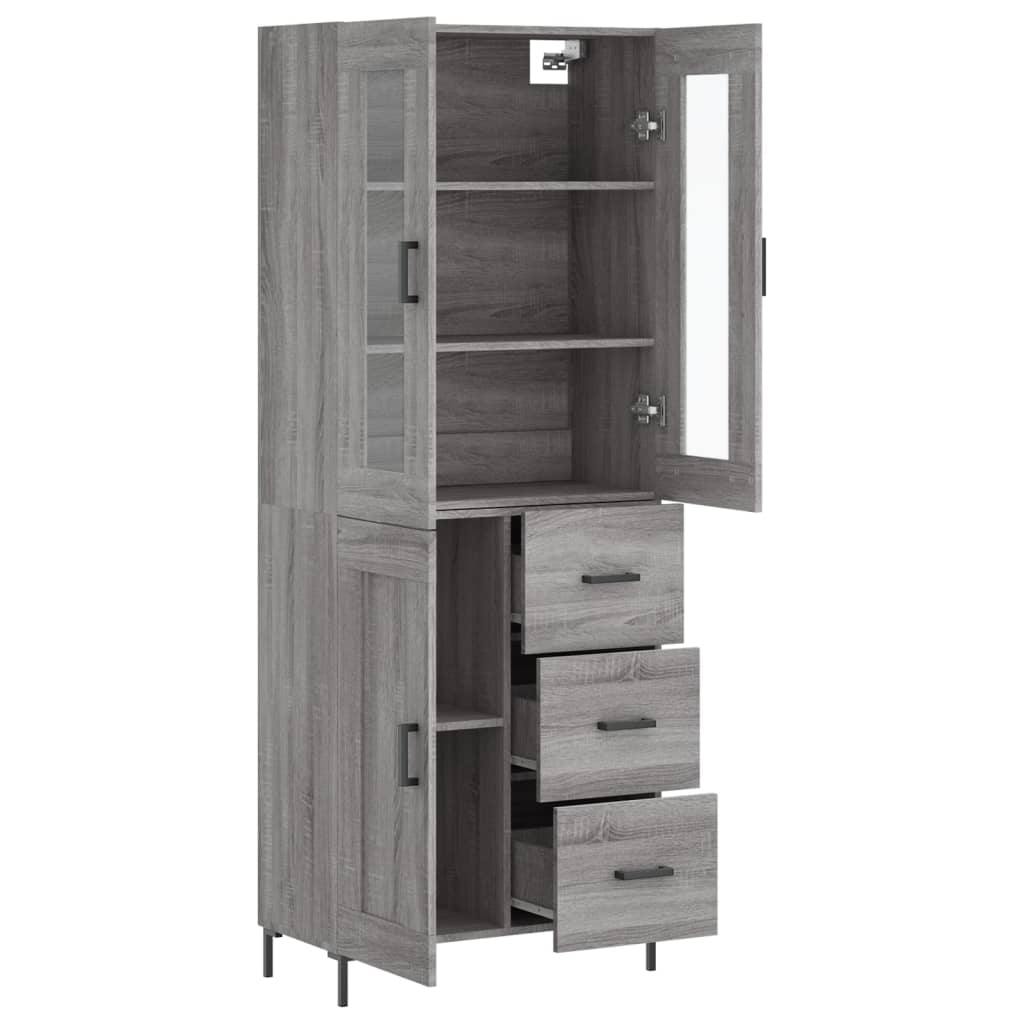 Hoge Kast 69,5X34X180 Cm Bewerkt Hout Eikenkleurig Grijs sonoma