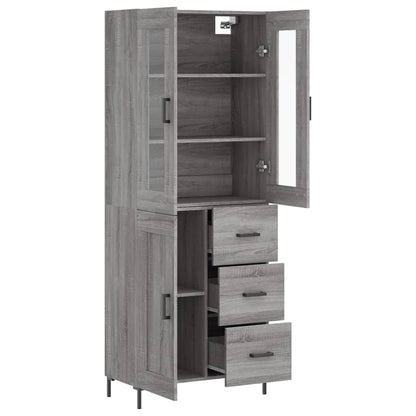 Hoge Kast 69,5X34X180 Cm Bewerkt Hout Eikenkleurig Grijs sonoma