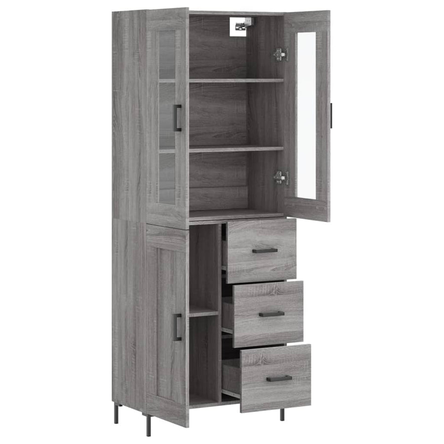 Hoge Kast 69,5X34X180 Cm Bewerkt Hout Eikenkleurig Grijs sonoma