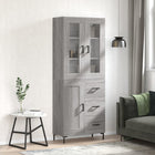 Hoge kast 69,5x34x180 cm bewerkt hout grijs sonoma