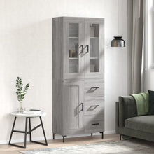 Hoge Kast 69,5X34X180 Cm Bewerkt Hout Eikenkleurig Grijs sonoma