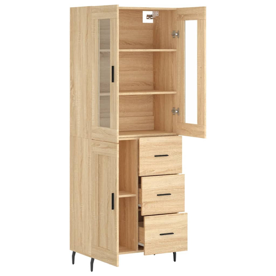 Hoge kast 69,5x34x180 cm bewerkt hout sonoma eikenkleurig