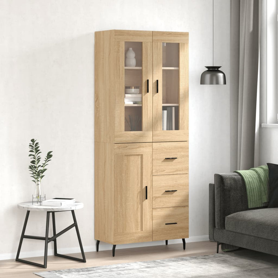 Hoge kast 69,5x34x180 cm bewerkt hout sonoma eikenkleurig