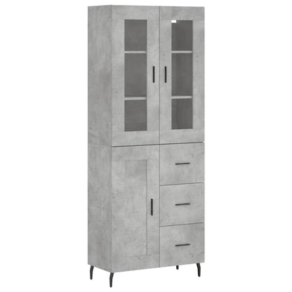 Hoge Kast 69,5X34X180 Cm Bewerkt Hout Betongrijs