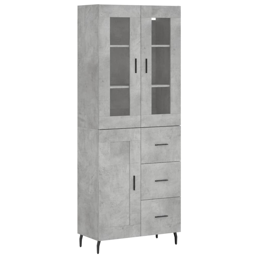 Hoge Kast 69,5X34X180 Cm Bewerkt Hout Betongrijs