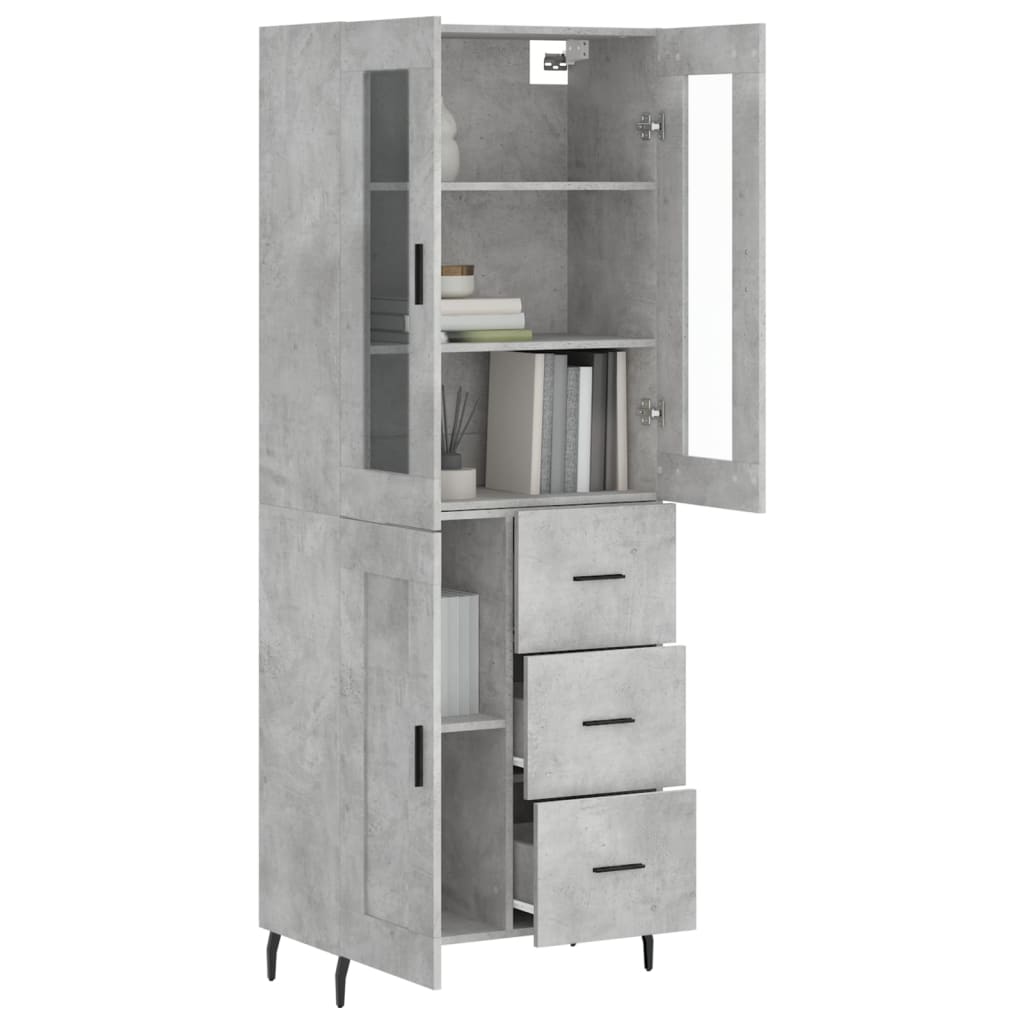 Hoge Kast 69,5X34X180 Cm Bewerkt Hout Betongrijs