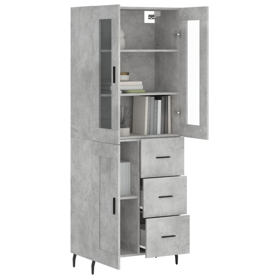Hoge Kast 69,5X34X180 Cm Bewerkt Hout Betongrijs