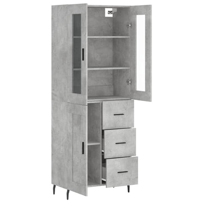 Hoge Kast 69,5X34X180 Cm Bewerkt Hout Betongrijs