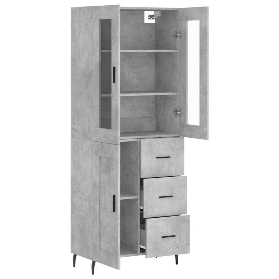 Hoge Kast 69,5X34X180 Cm Bewerkt Hout Betongrijs