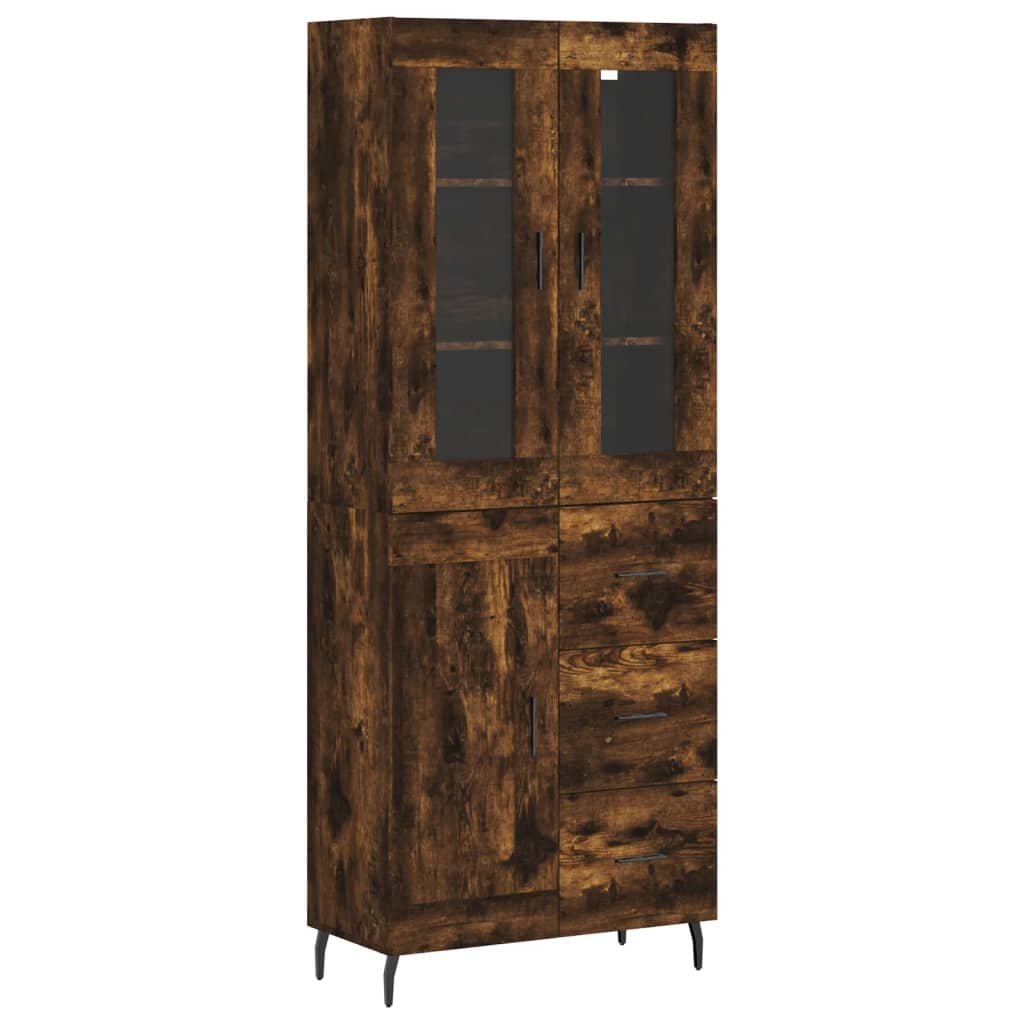 Hoge Kast 69,5X34X180 Cm Bewerkt Hout Kleurig Gerookt eiken