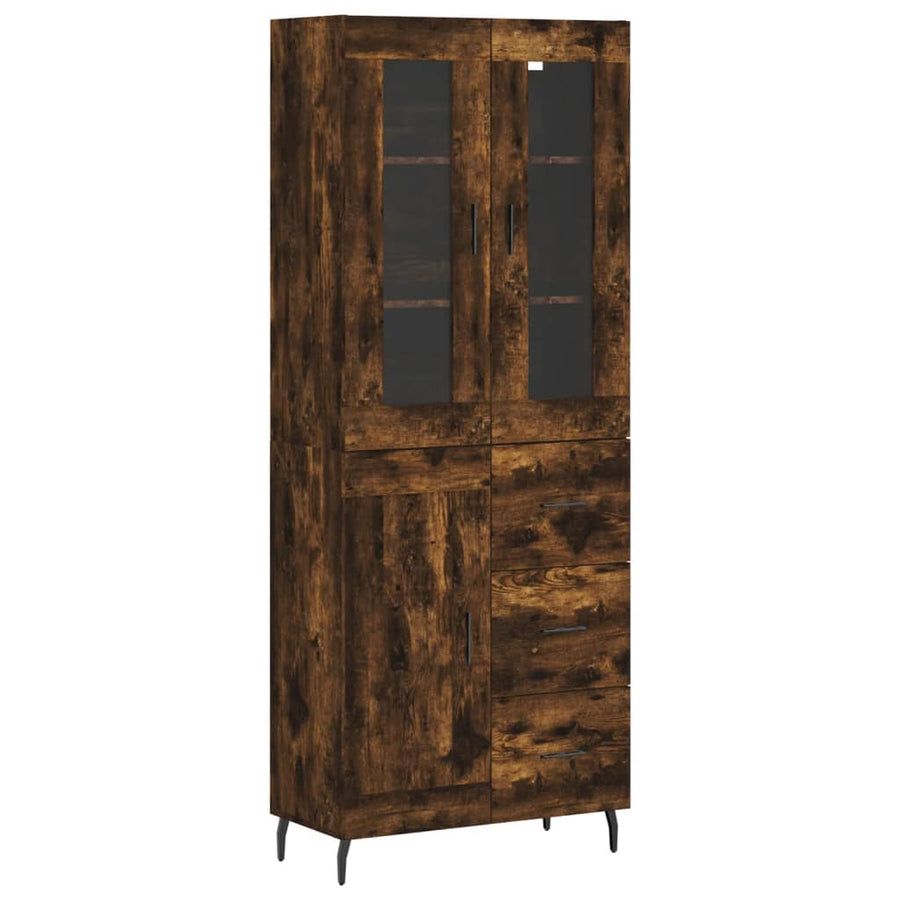 Hoge Kast 69,5X34X180 Cm Bewerkt Hout Kleurig Gerookt eiken