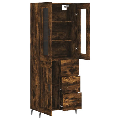Hoge Kast 69,5X34X180 Cm Bewerkt Hout Kleurig Gerookt eiken