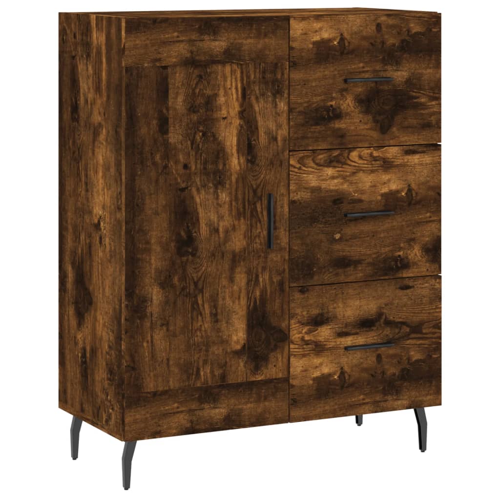 Hoge Kast 69,5X34X180 Cm Bewerkt Hout Kleurig Gerookt eiken