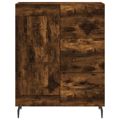 Hoge Kast 69,5X34X180 Cm Bewerkt Hout Kleurig Gerookt eiken