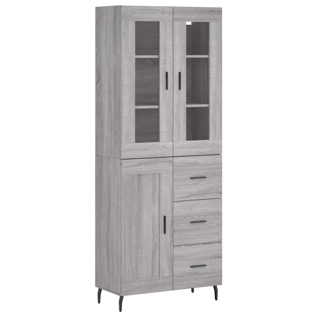 Hoge Kast 69,5X34X180 Cm Bewerkt Hout Eikenkleurig Grijs sonoma