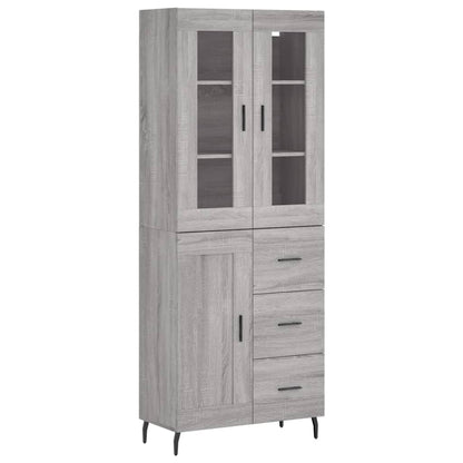 Hoge Kast 69,5X34X180 Cm Bewerkt Hout Eikenkleurig Grijs sonoma