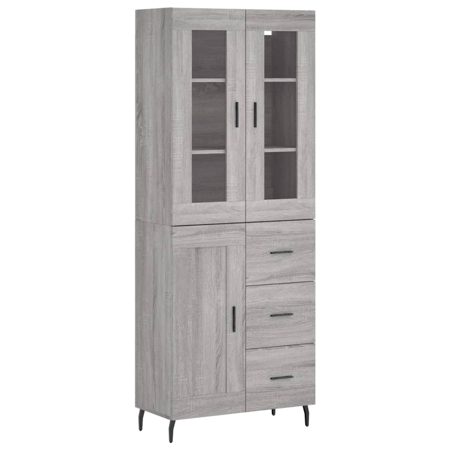 Hoge Kast 69,5X34X180 Cm Bewerkt Hout Eikenkleurig Grijs sonoma