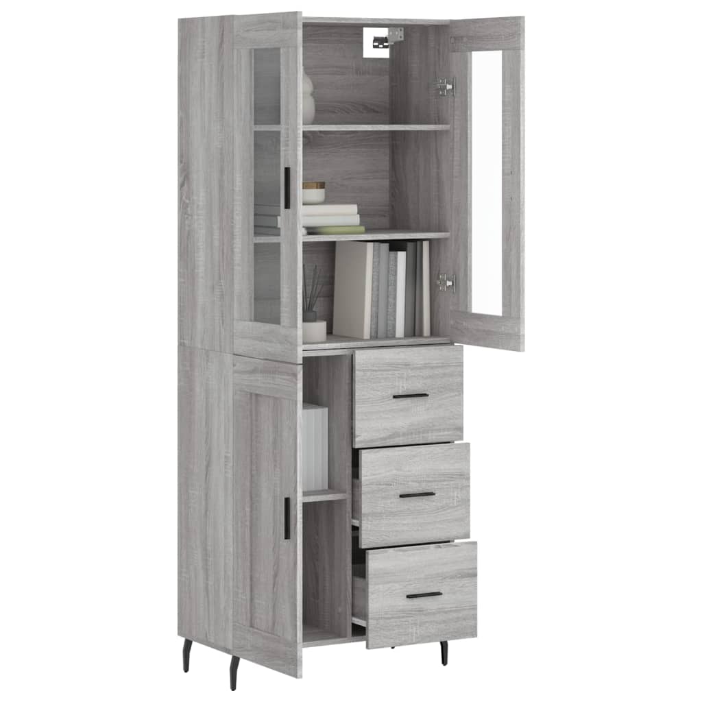 Hoge Kast 69,5X34X180 Cm Bewerkt Hout Eikenkleurig Grijs sonoma