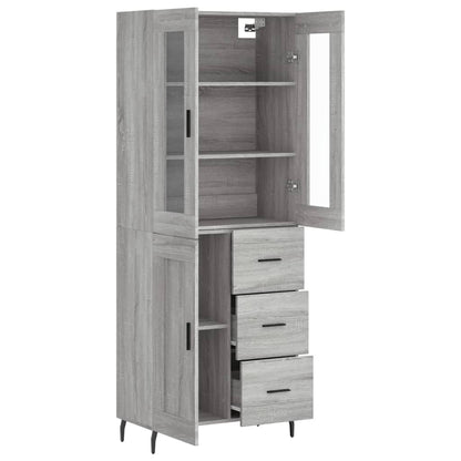 Hoge Kast 69,5X34X180 Cm Bewerkt Hout Eikenkleurig Grijs sonoma