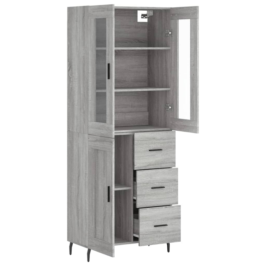 Hoge Kast 69,5X34X180 Cm Bewerkt Hout Eikenkleurig Grijs sonoma