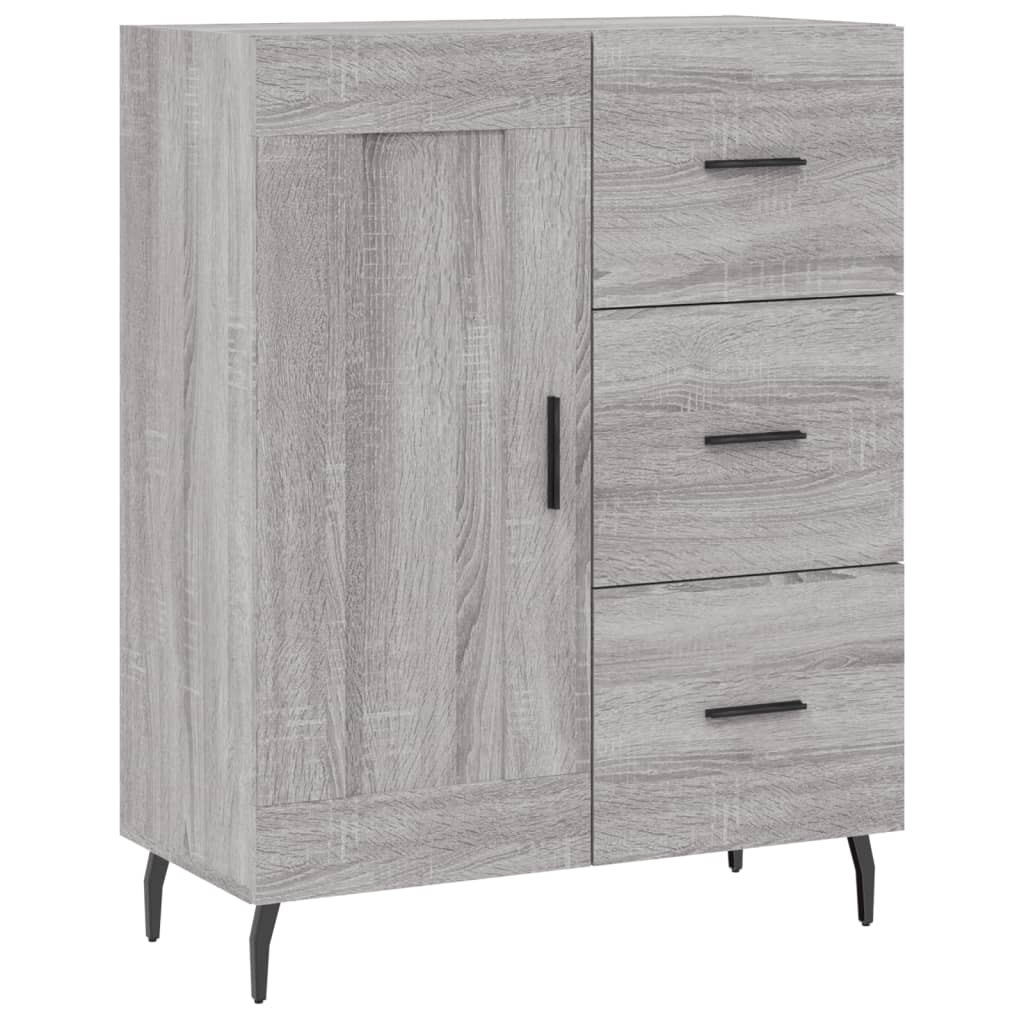 Hoge Kast 69,5X34X180 Cm Bewerkt Hout Eikenkleurig Grijs sonoma
