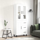 Tall cabinet 69.5x34x180 cm distressed wood white