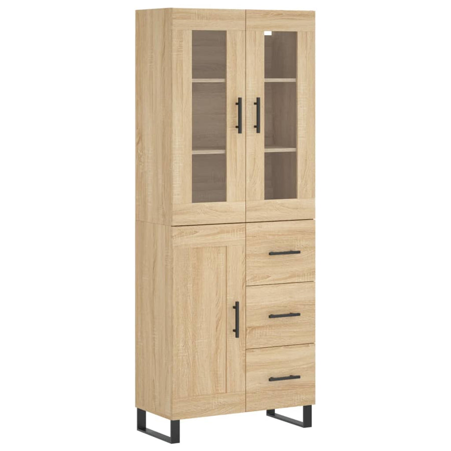 Hoge Kast 69,5X34X80 Cm Bewerkt Hout Kleurig Sonoma eiken 1 houten deur 3 lades