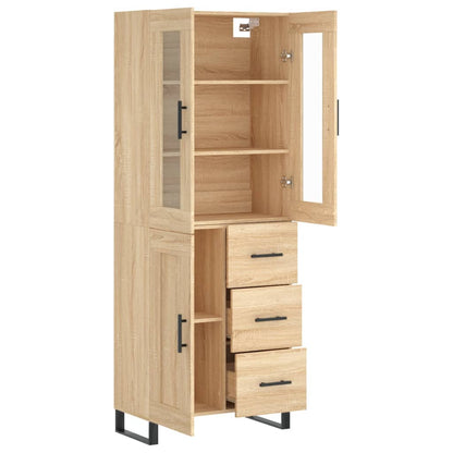 Hoge Kast 69,5X34X80 Cm Bewerkt Hout Kleurig Sonoma eiken 1 houten deur 3 lades