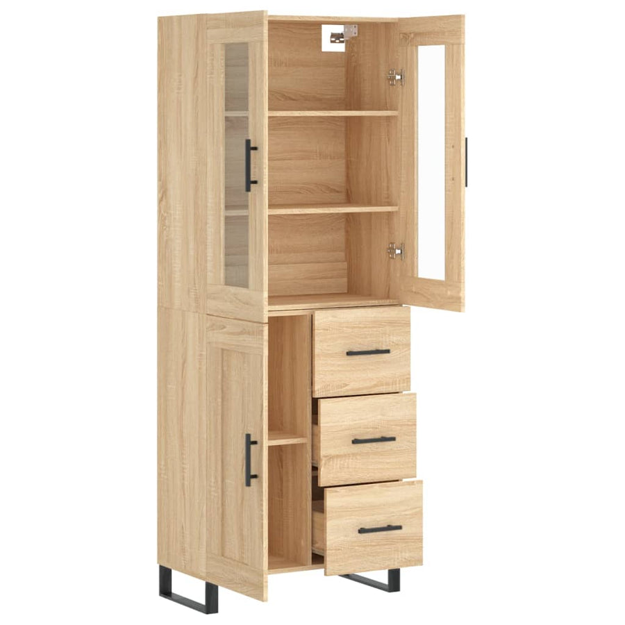 Hoge Kast 69,5X34X80 Cm Bewerkt Hout Kleurig Sonoma eiken 1 houten deur 3 lades
