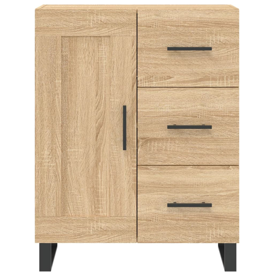 Hoge Kast 69,5X34X80 Cm Bewerkt Hout Kleurig Sonoma eiken 1 houten deur 3 lades