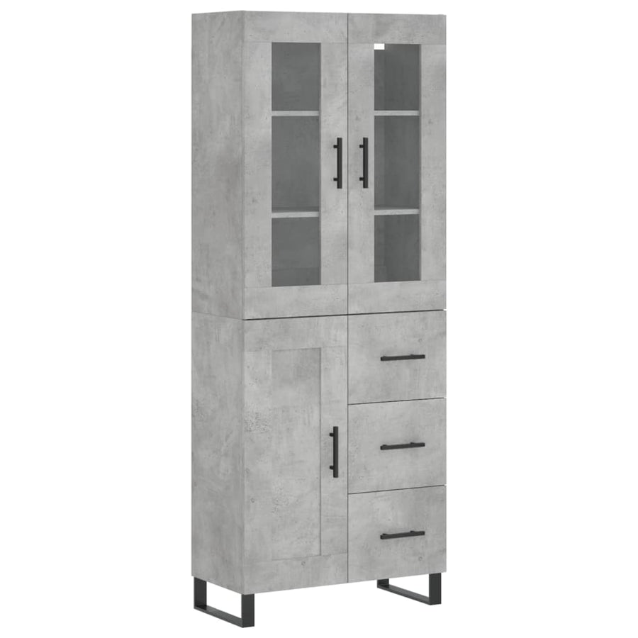 Hoge Kast 69,5X34X180 Cm Bewerkt Hout Betongrijs