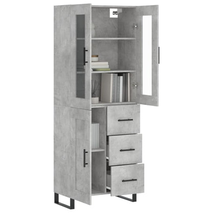 Hoge Kast 69,5X34X180 Cm Bewerkt Hout Betongrijs