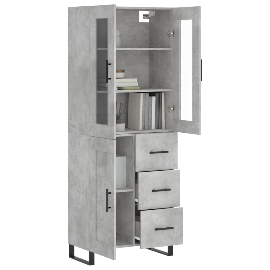 Hoge Kast 69,5X34X180 Cm Bewerkt Hout Betongrijs