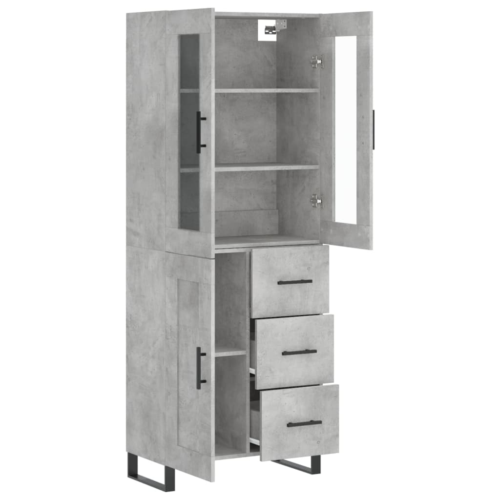 Hoge Kast 69,5X34X180 Cm Bewerkt Hout Betongrijs