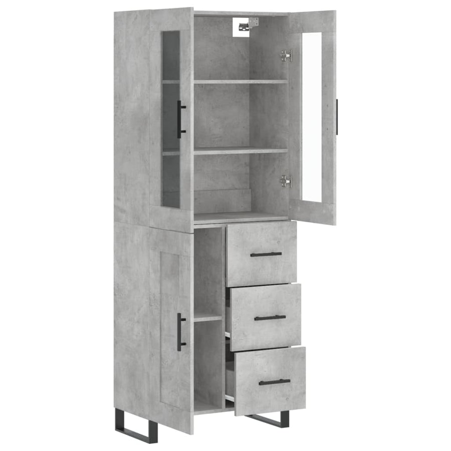 Hoge Kast 69,5X34X180 Cm Bewerkt Hout Betongrijs