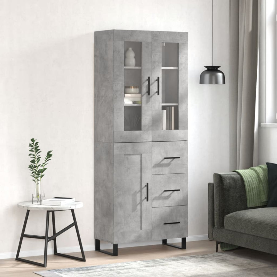 Hoge Kast 69,5X34X180 Cm Bewerkt Hout Betongrijs