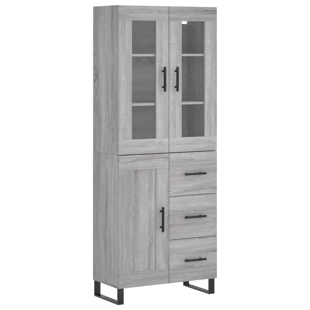 Hoge kast 69,5x34x180 cm bewerkt hout grijs sonoma eikenkleurig
