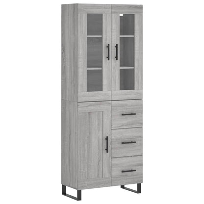Hoge kast 69,5x34x180 cm bewerkt hout grijs sonoma eikenkleurig