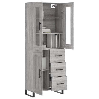 Hoge kast 69,5x34x180 cm bewerkt hout grijs sonoma eikenkleurig