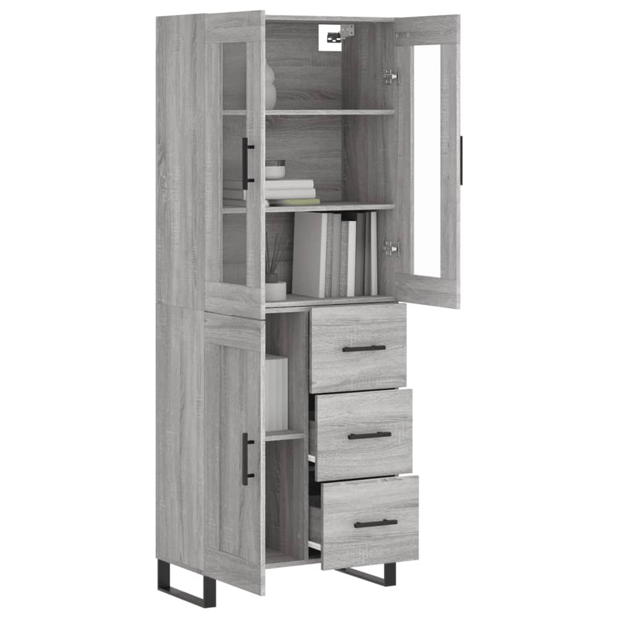 Hoge kast 69,5x34x180 cm bewerkt hout grijs sonoma eikenkleurig