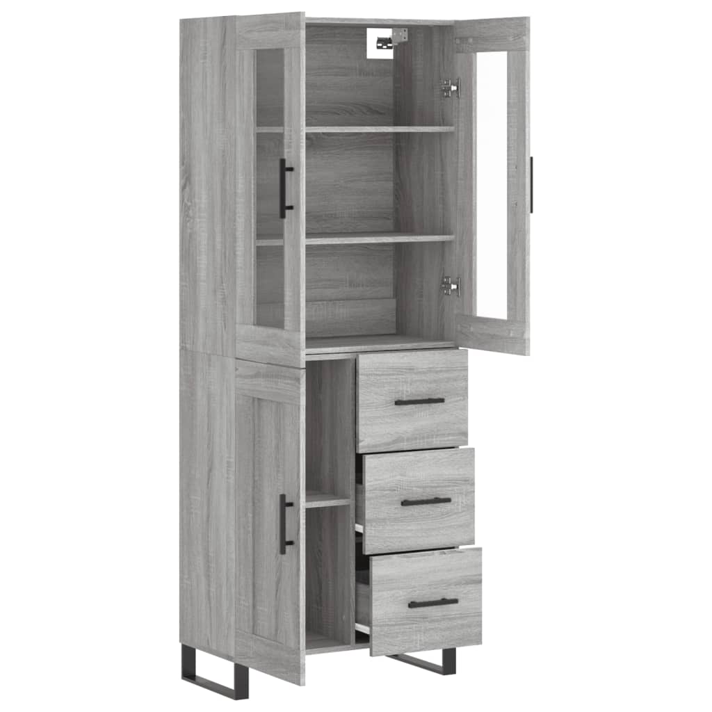 Hoge kast 69,5x34x180 cm bewerkt hout grijs sonoma eikenkleurig