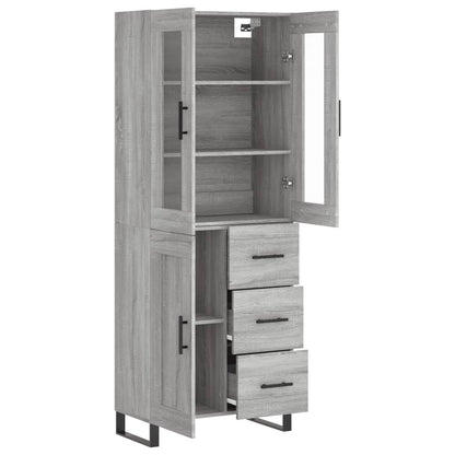 Hoge kast 69,5x34x180 cm bewerkt hout grijs sonoma eikenkleurig
