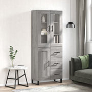 Hoge kast 69,5x34x180 cm bewerkt hout grijs