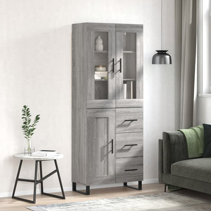 Hoge kast 69,5x34x180 cm bewerkt hout grijs sonoma eikenkleurig